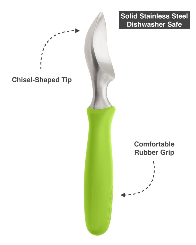 BALCI Ice Cream Scoop - Heavy Duty Stainless Steel Icecream Scooper With Non-Slip Rubber Grip - Professional Metal Ice-Cream Spade - Dishwasher Safe â€“ Green - Image 3